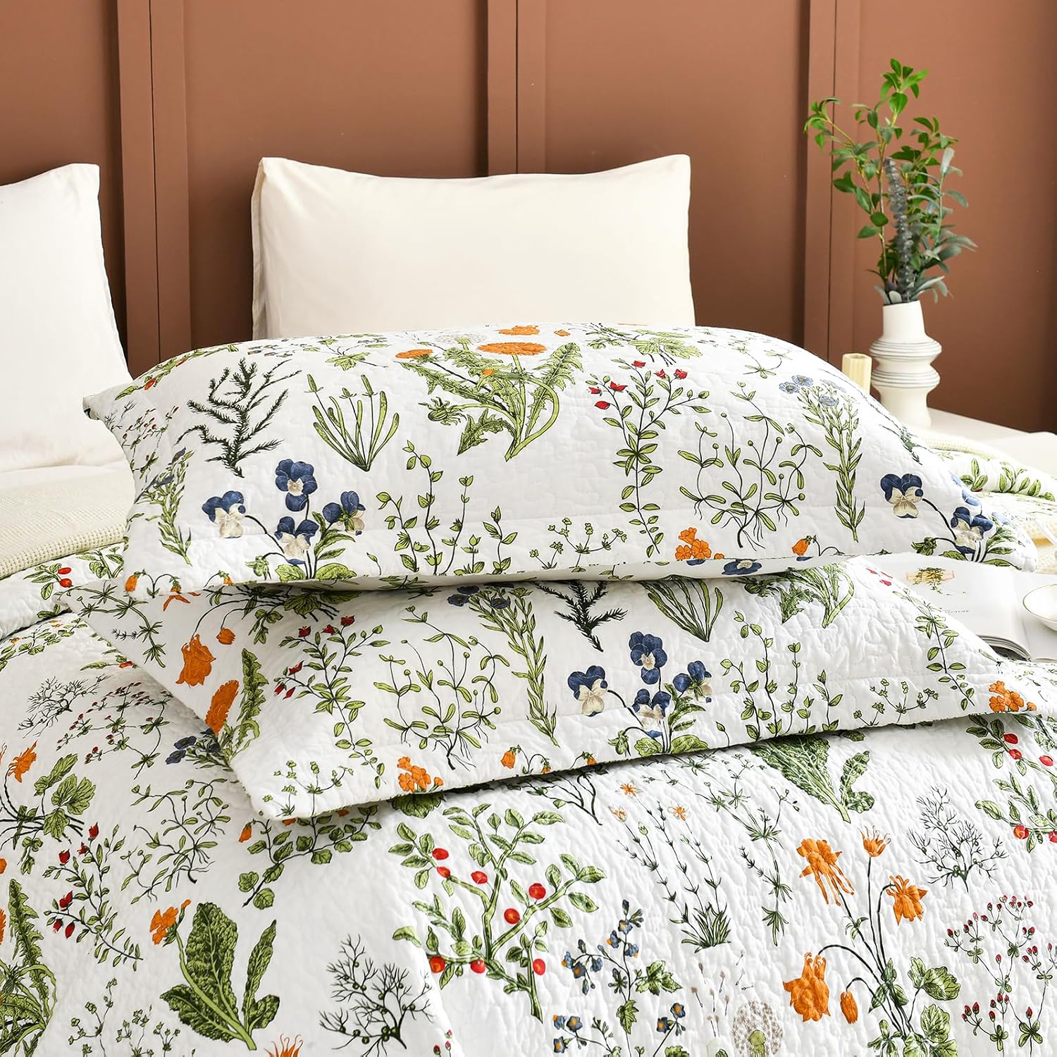 Floral Printed Cotton King Pillow Shams 2 Pack