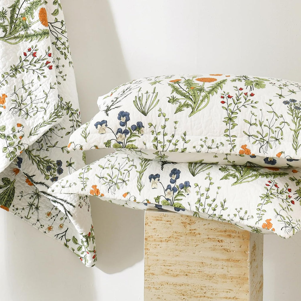 Floral Printed Cotton King Pillow Shams 2 Pack