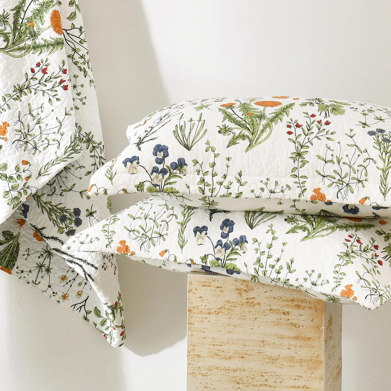 Floral Printed Cotton King Pillow Shams 2 Pack