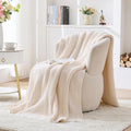 Cream White Chunky Knit Throw Blanket