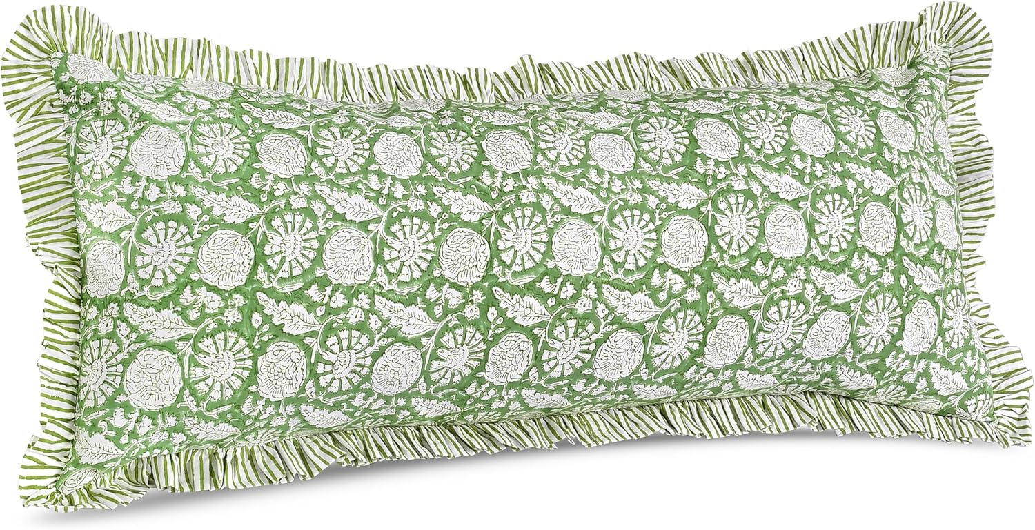 Olive Bloom Ruffle Long Pillow Cover 1 Pack