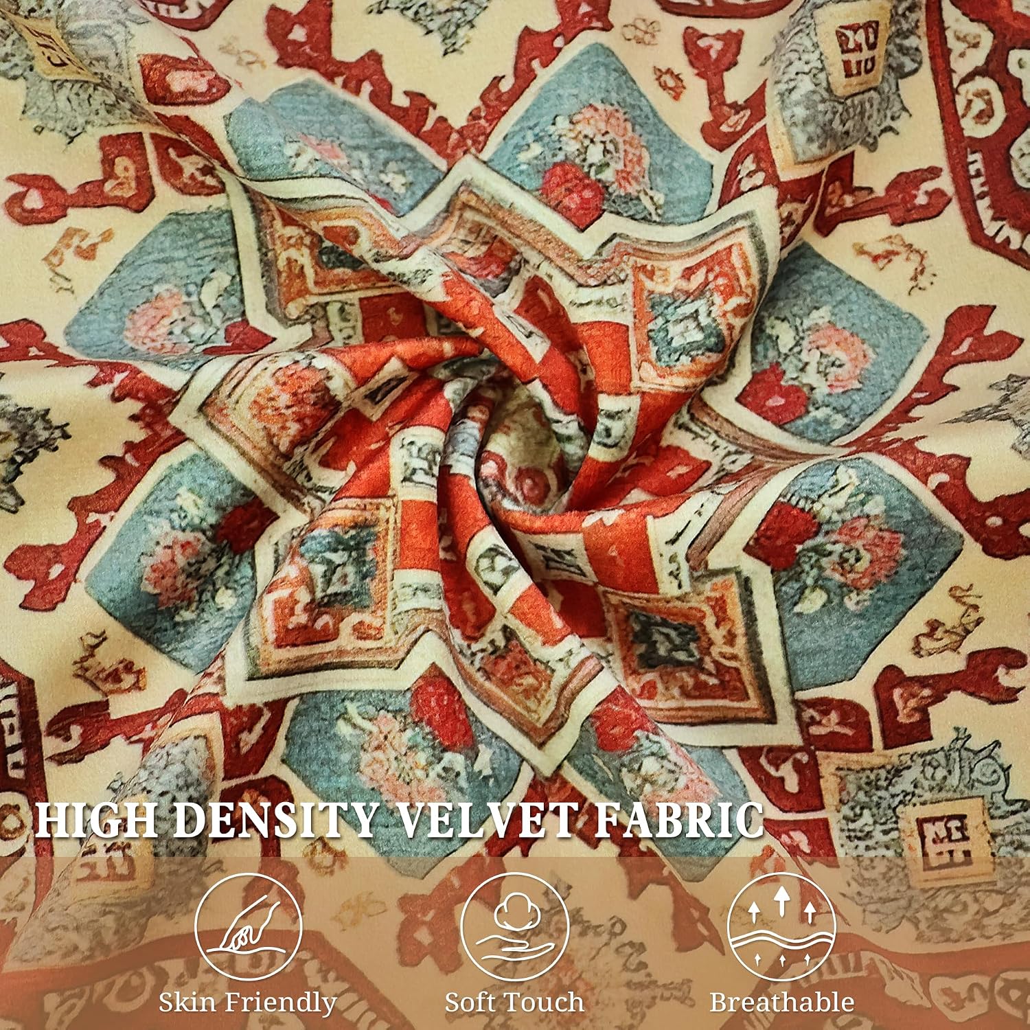 Orange Velvet Tribal Boho 18x18 Pillow Covers 2 Pack