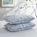 Aqua Paisley Boho Quilted Standard Pillow Shams 2 Pack