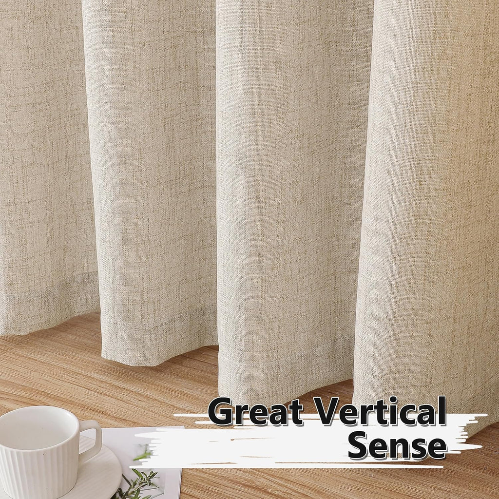 Natural Linen Semi Sheer Tier Curtains 2 Panels