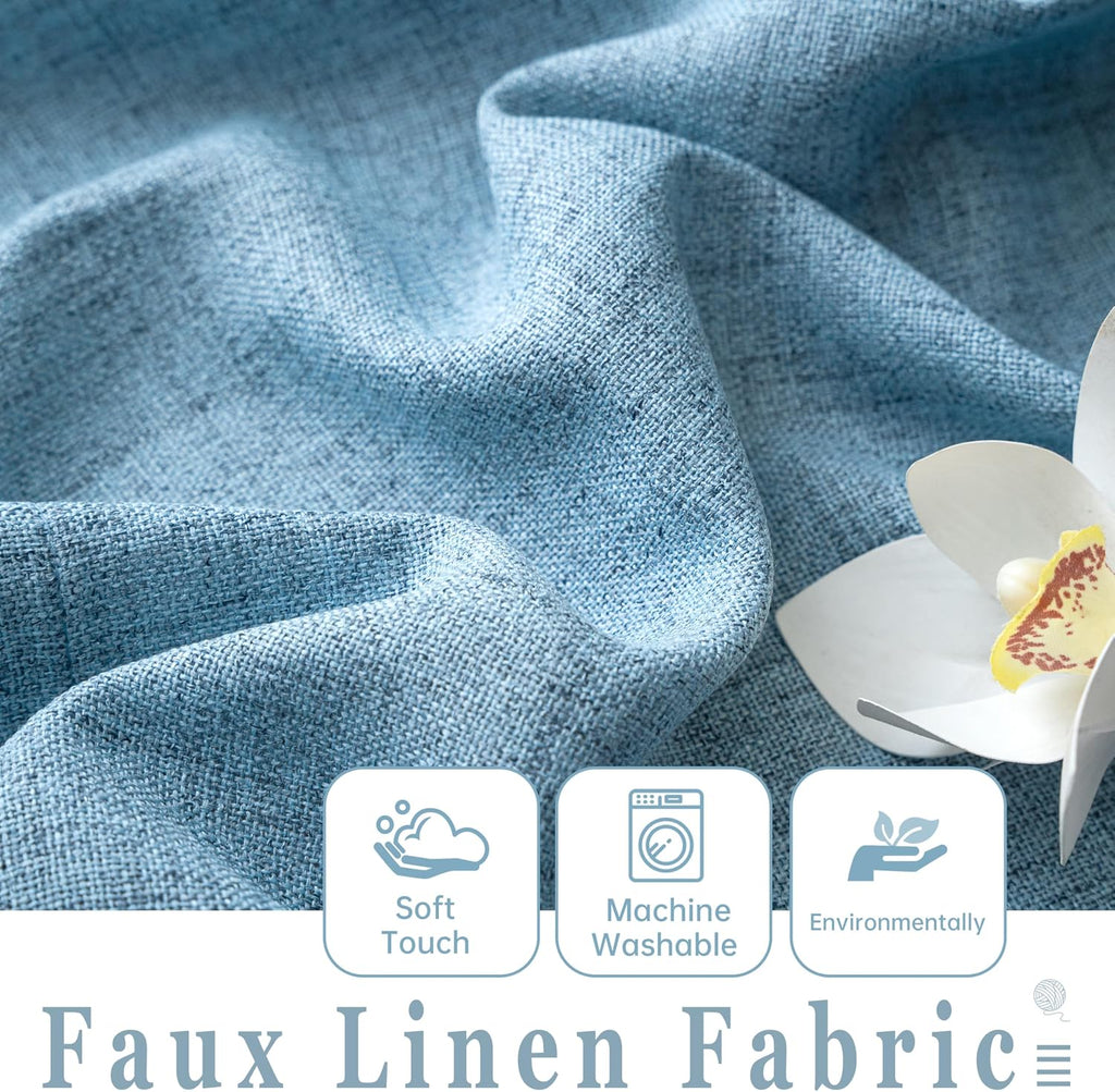 Blue Linen Textured Window Valance