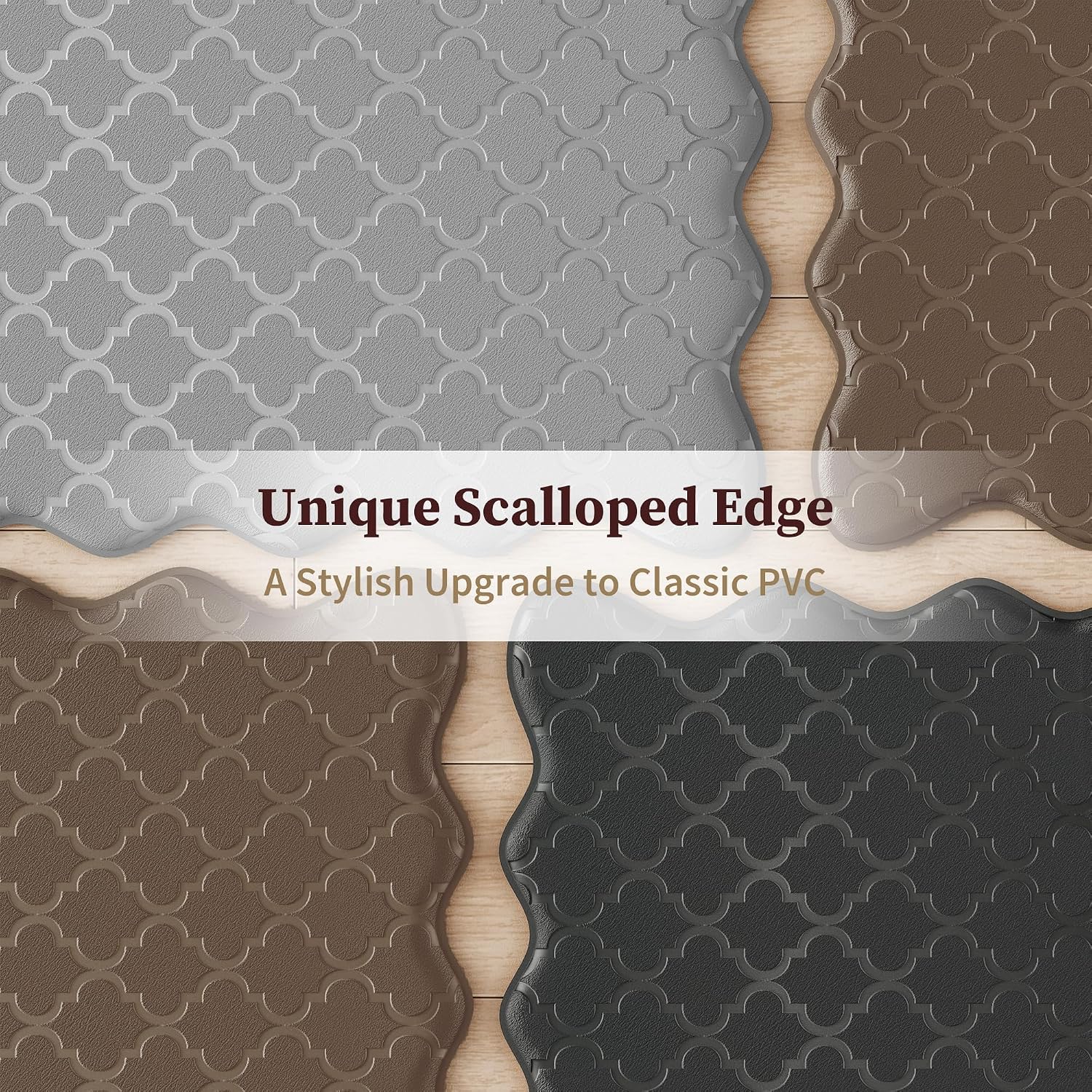 Gray Scalloped Embossed Anti Fatigue Kitchen Mats 2 Pack