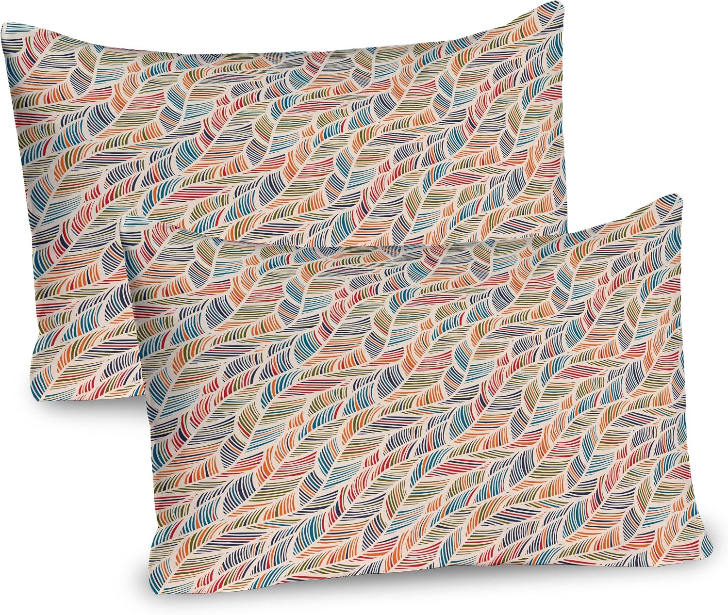 Pastel Ivory Abstract Wave Boho Pillow Shams 2 Pack