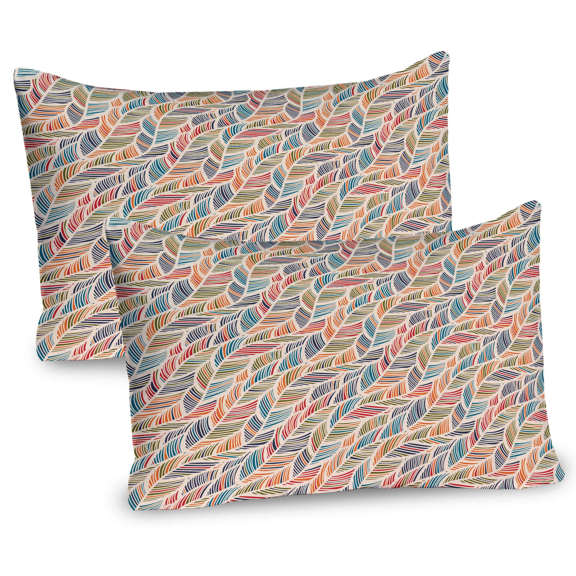 Pastel Ivory Abstract Wave Boho Pillow Shams 2 Pack