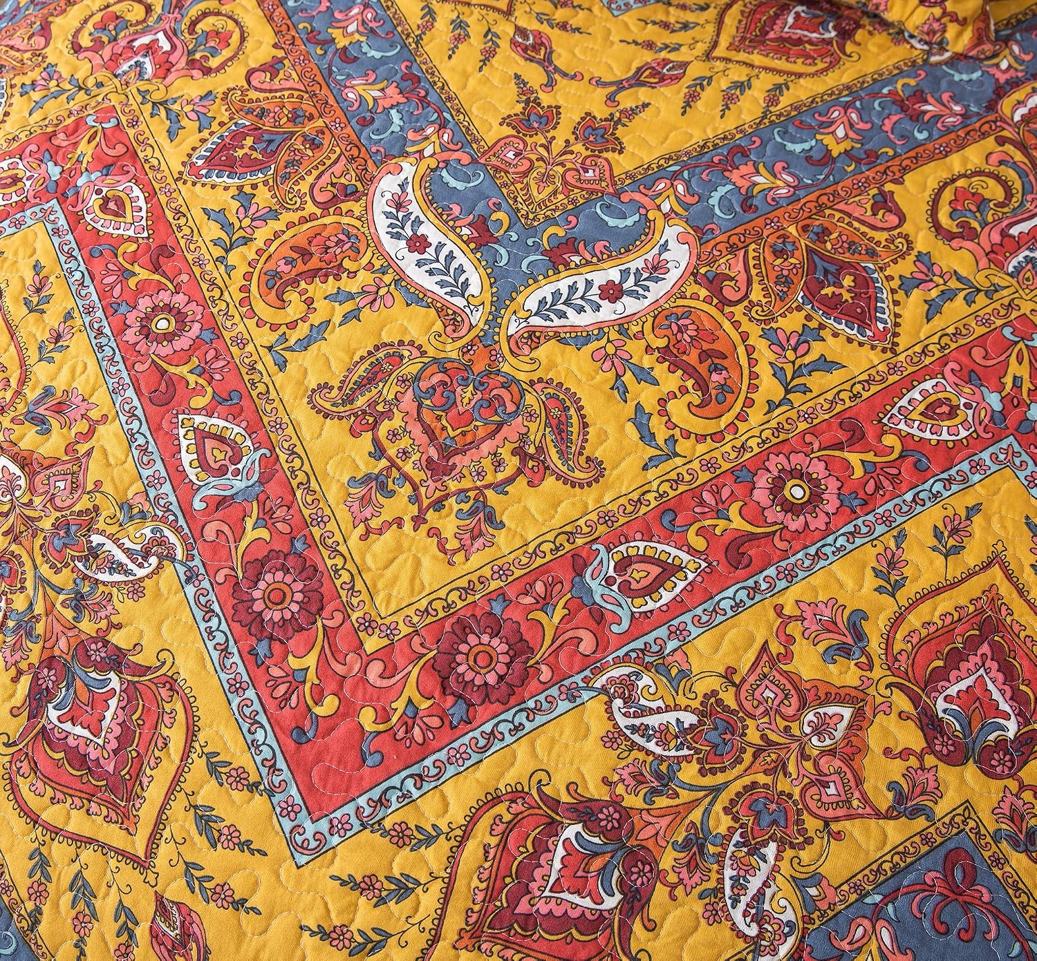 Boho Floral Paisley Matelassé Pillow Shams 2 Pack