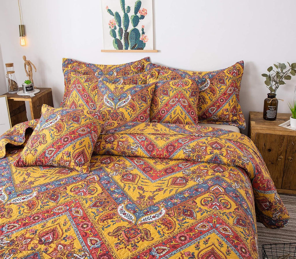 Boho Floral Paisley Matelassé Pillow Shams 2 Pack